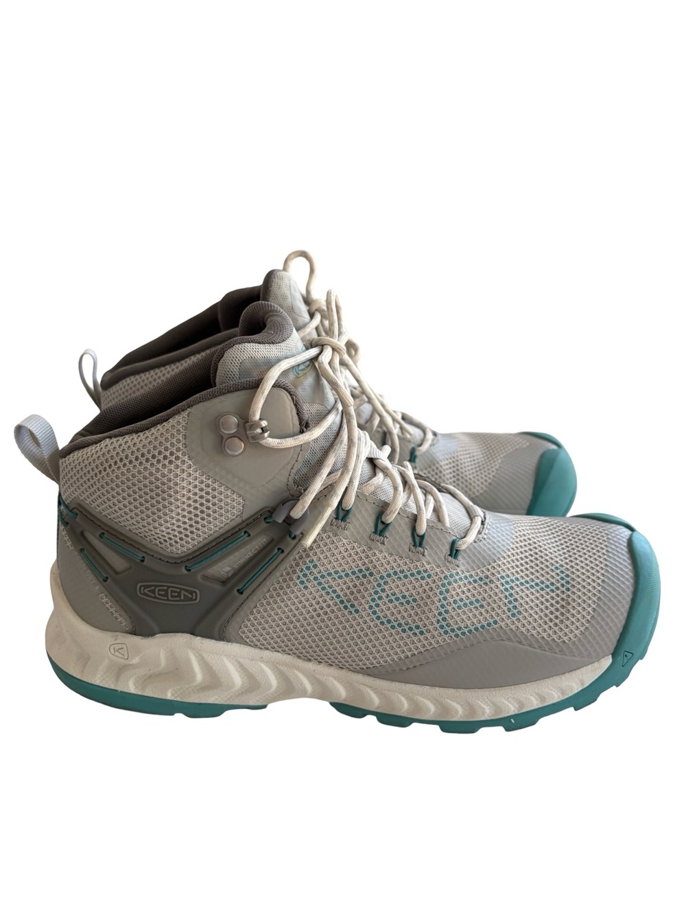 Keen Hiking Boots Women's NXIS EVO Gray Teal Waterproof 1026117 Lace Up Sz 10